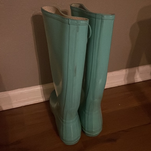 Hunter Original Tall Gloss Ocean Turquoise Wellington Rain Boot Women’s UK7 US9 - Picture 4 of 4